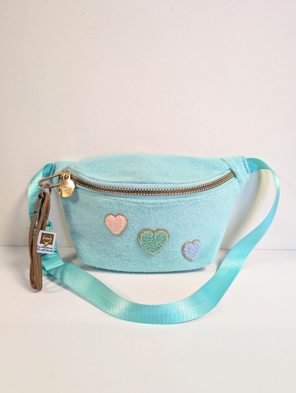 Stoney Clover Lane Mint Terry Fanny Pack 3 Heart Patches Belt Bag